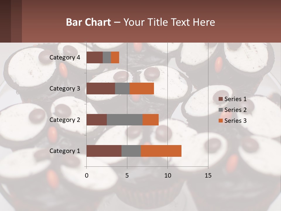 A Plate Of Chocolate Cupcakes With White And Brown Frosting PowerPoint Template