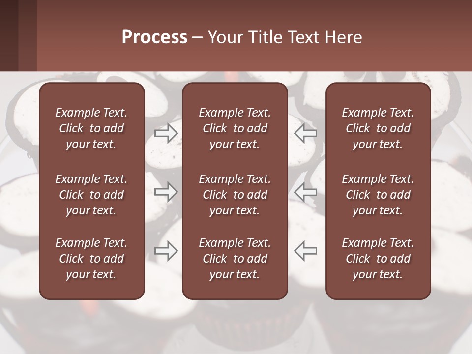 A Plate Of Chocolate Cupcakes With White And Brown Frosting PowerPoint Template