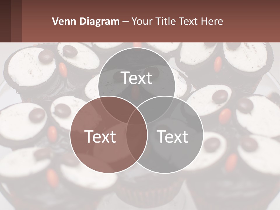 A Plate Of Chocolate Cupcakes With White And Brown Frosting PowerPoint Template