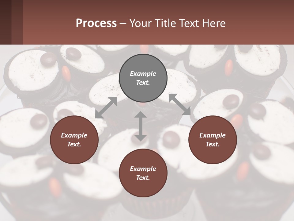 A Plate Of Chocolate Cupcakes With White And Brown Frosting PowerPoint Template