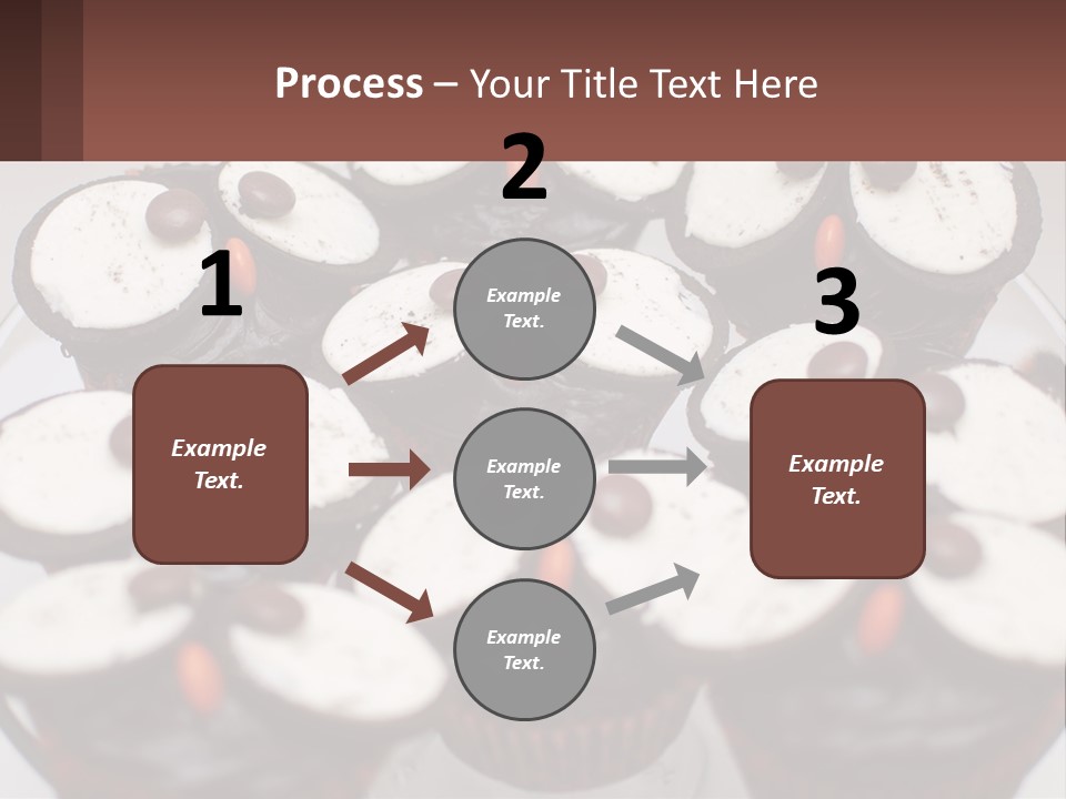 A Plate Of Chocolate Cupcakes With White And Brown Frosting PowerPoint Template