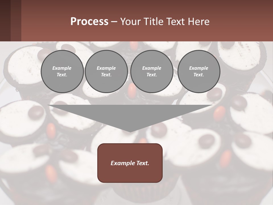 A Plate Of Chocolate Cupcakes With White And Brown Frosting PowerPoint Template