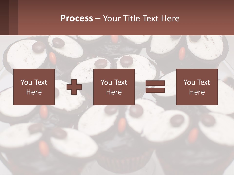 A Plate Of Chocolate Cupcakes With White And Brown Frosting PowerPoint Template