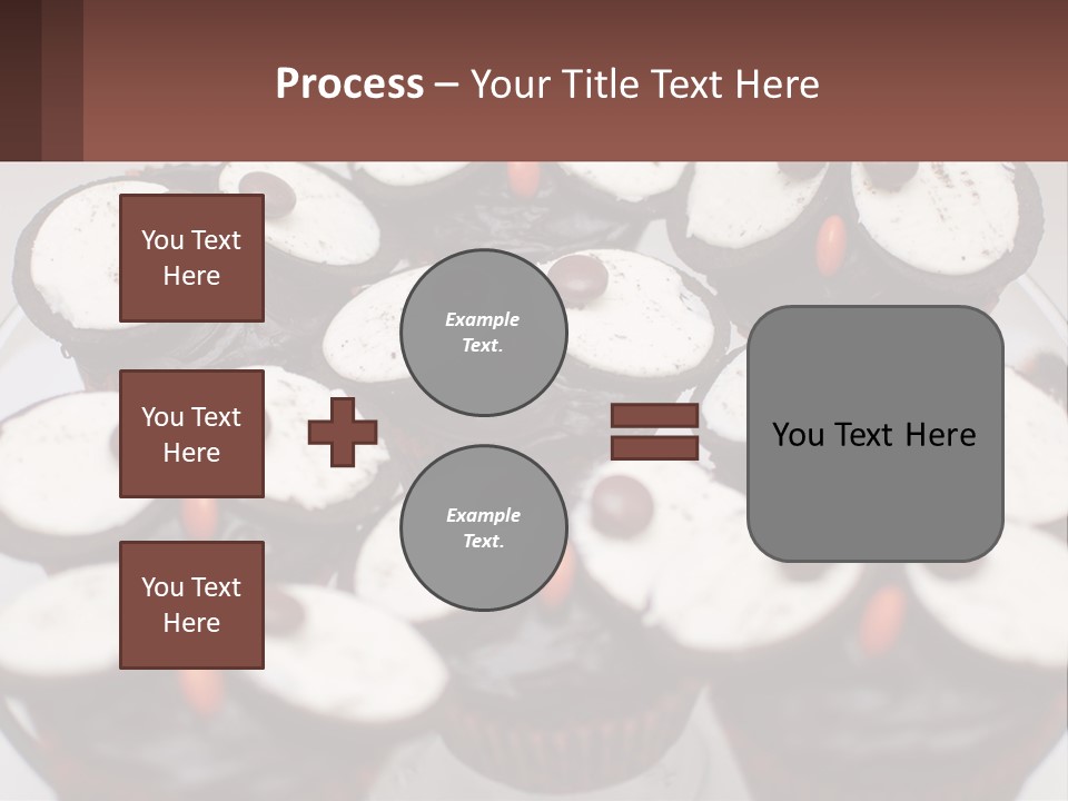 A Plate Of Chocolate Cupcakes With White And Brown Frosting PowerPoint Template