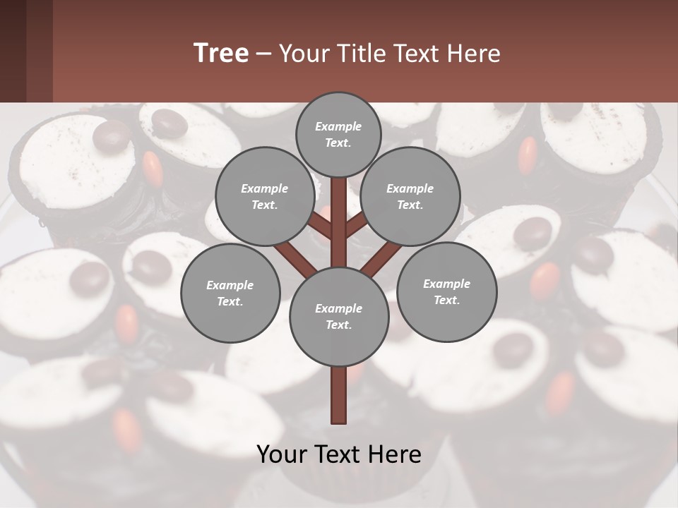 A Plate Of Chocolate Cupcakes With White And Brown Frosting PowerPoint Template