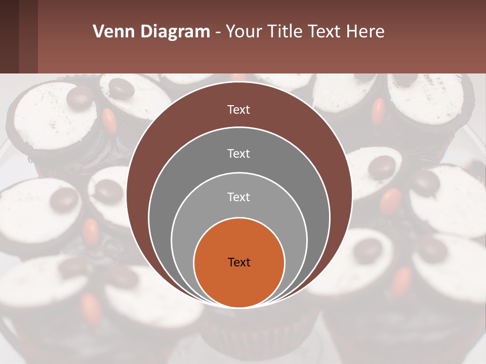 A Plate Of Chocolate Cupcakes With White And Brown Frosting PowerPoint Template