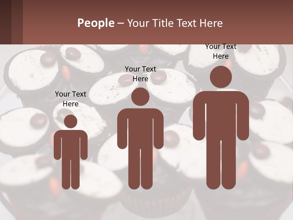 A Plate Of Chocolate Cupcakes With White And Brown Frosting PowerPoint Template