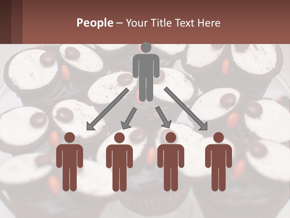 A Plate Of Chocolate Cupcakes With White And Brown Frosting PowerPoint Template