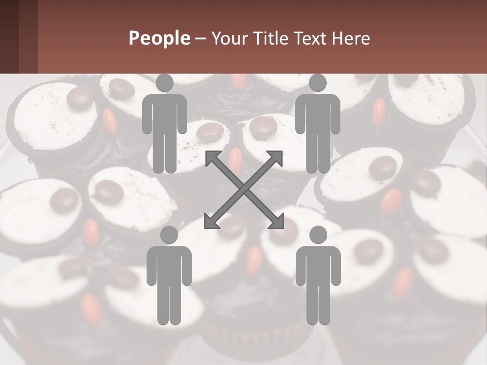 A Plate Of Chocolate Cupcakes With White And Brown Frosting PowerPoint Template