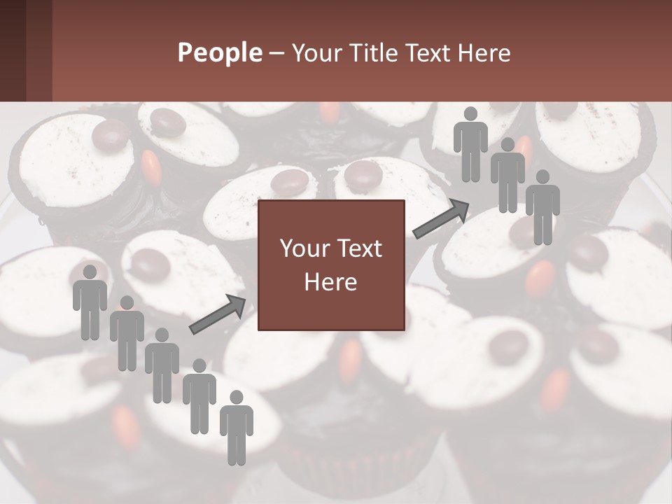 A Plate Of Chocolate Cupcakes With White And Brown Frosting PowerPoint Template