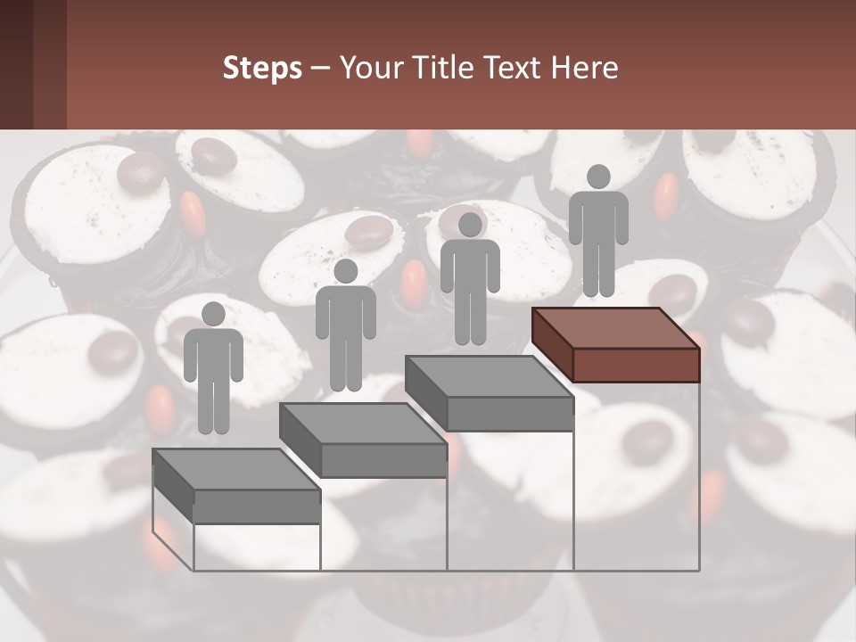 A Plate Of Chocolate Cupcakes With White And Brown Frosting PowerPoint Template
