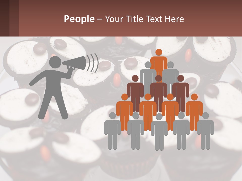 A Plate Of Chocolate Cupcakes With White And Brown Frosting PowerPoint Template