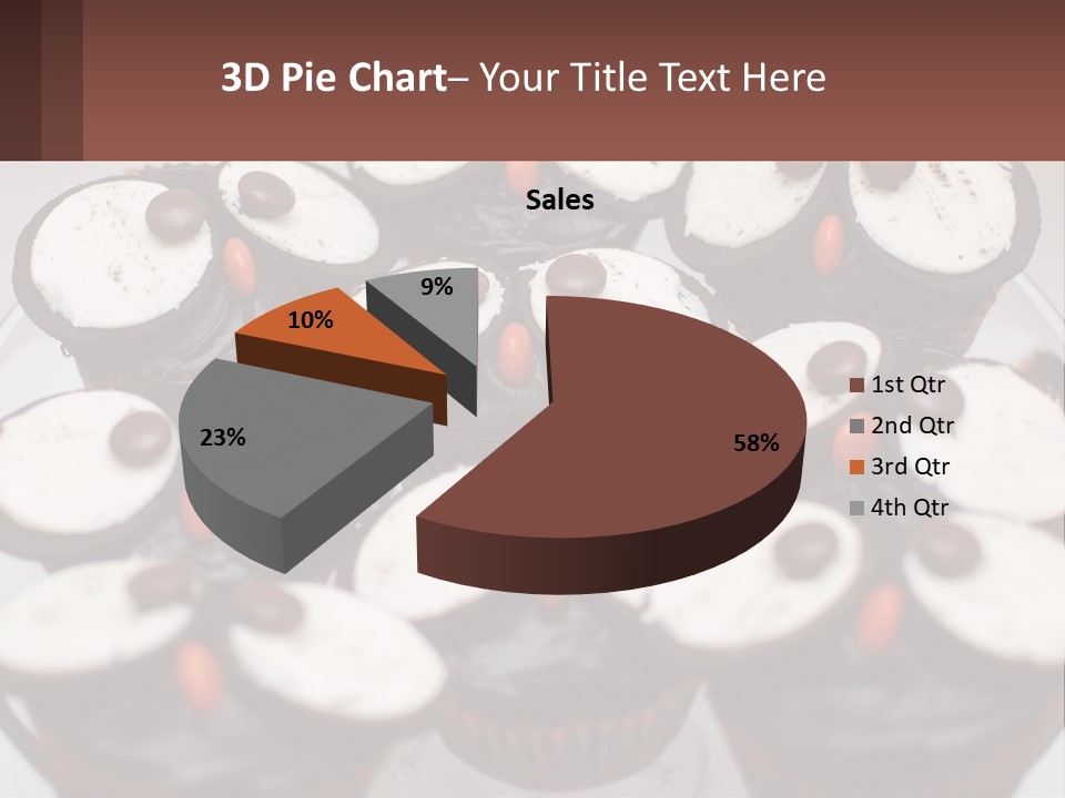 A Plate Of Chocolate Cupcakes With White And Brown Frosting PowerPoint Template
