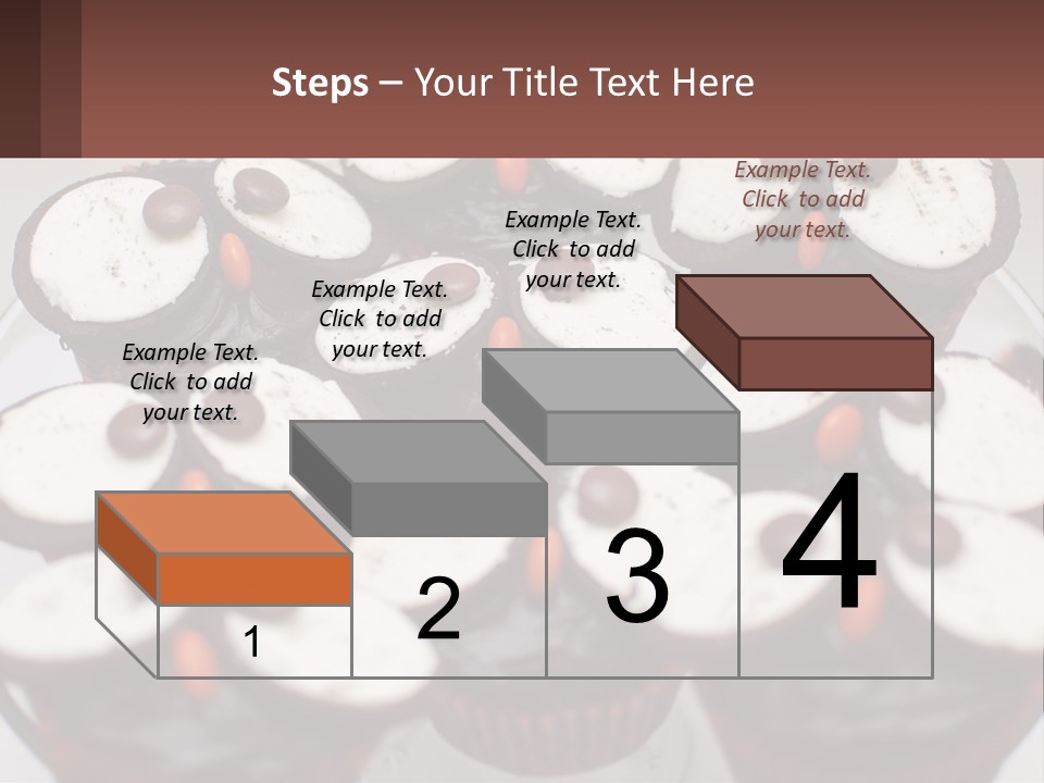 A Plate Of Chocolate Cupcakes With White And Brown Frosting PowerPoint Template