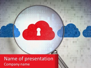 A Magnifying Glass With A Red Cloud On It PowerPoint Template