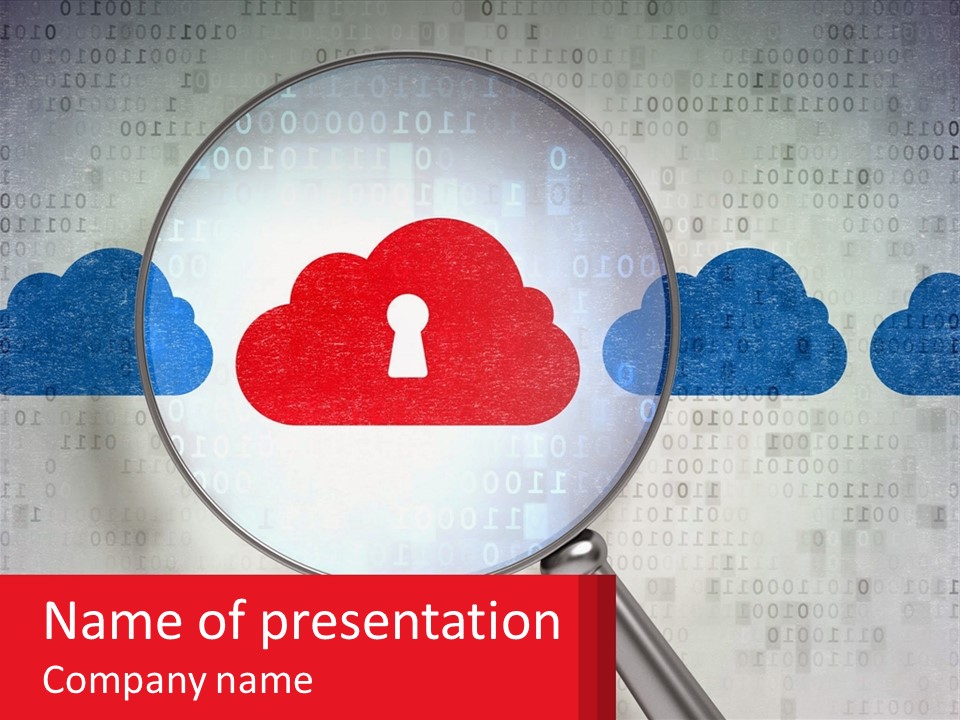 A Magnifying Glass With A Red Cloud On It PowerPoint Template