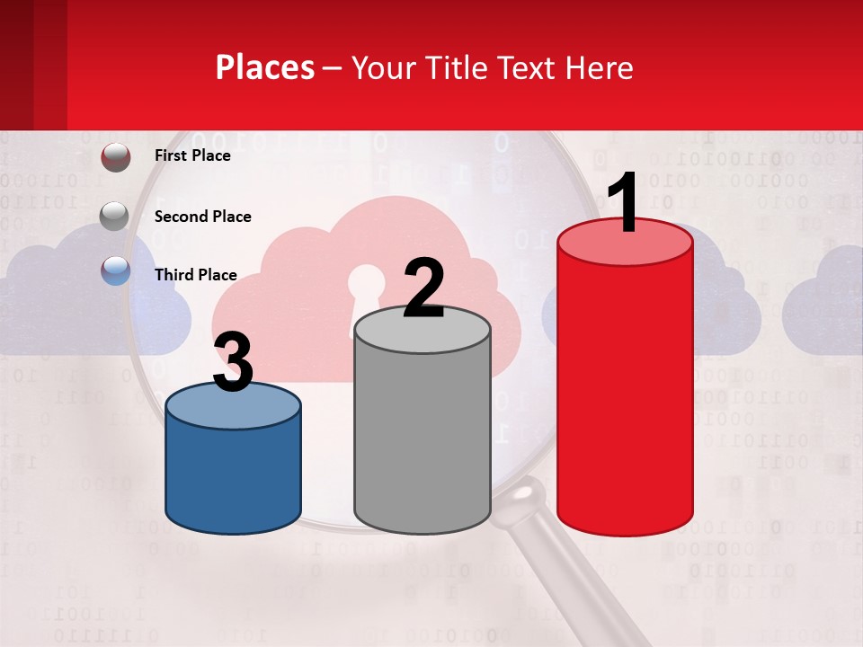 A Magnifying Glass With A Red Cloud On It PowerPoint Template