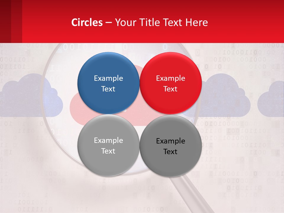 A Magnifying Glass With A Red Cloud On It PowerPoint Template