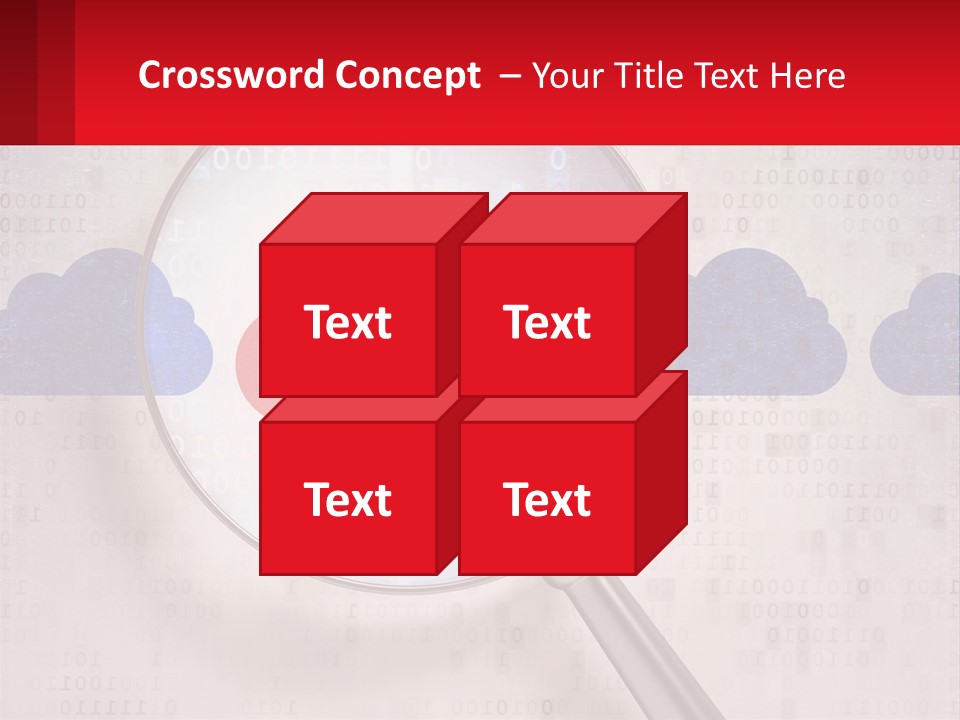 A Magnifying Glass With A Red Cloud On It PowerPoint Template
