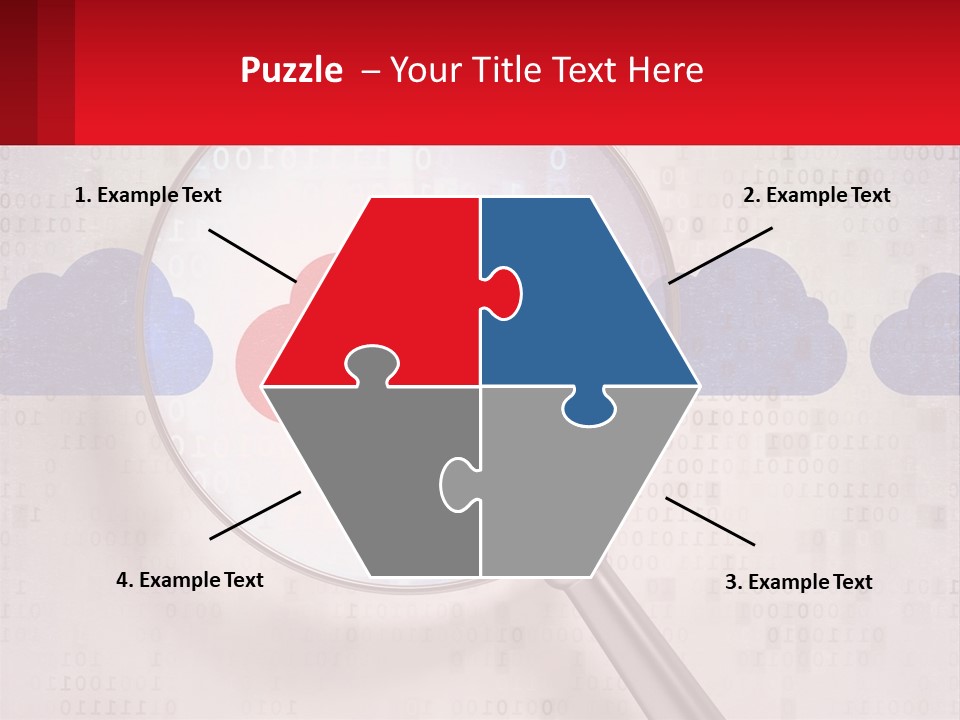 A Magnifying Glass With A Red Cloud On It PowerPoint Template
