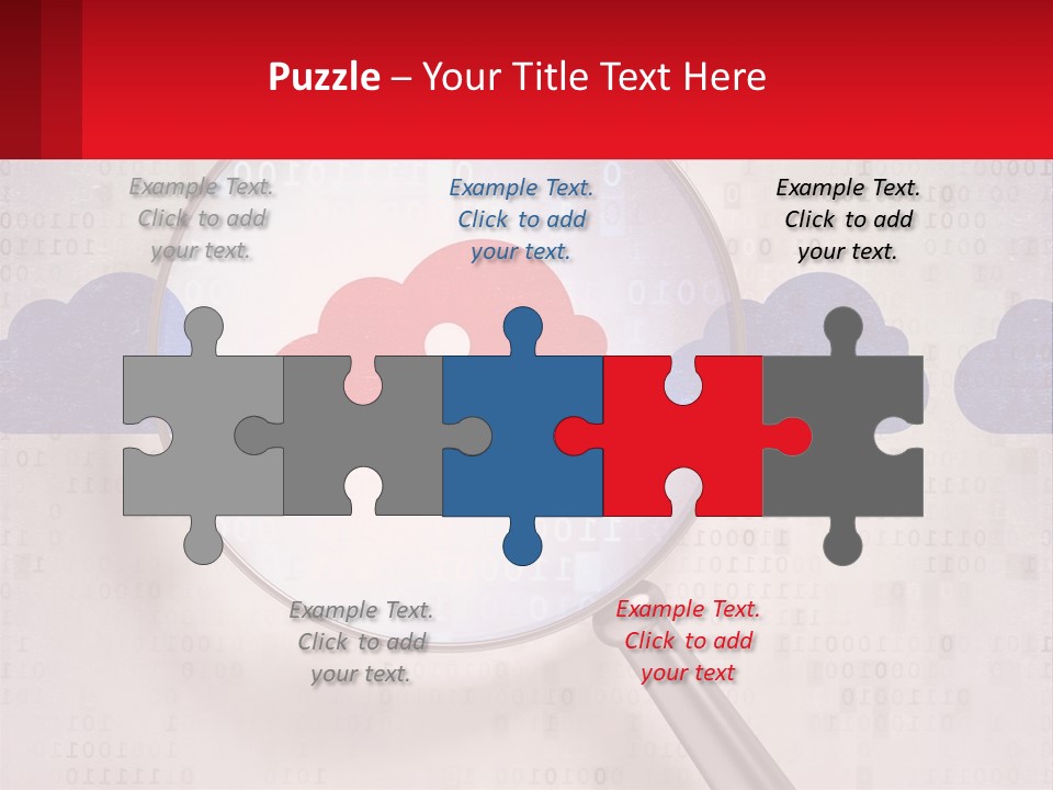 A Magnifying Glass With A Red Cloud On It PowerPoint Template