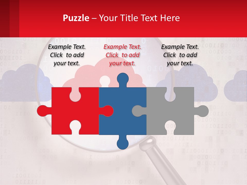 A Magnifying Glass With A Red Cloud On It PowerPoint Template