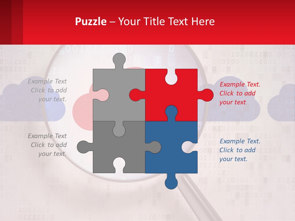 A Magnifying Glass With A Red Cloud On It PowerPoint Template