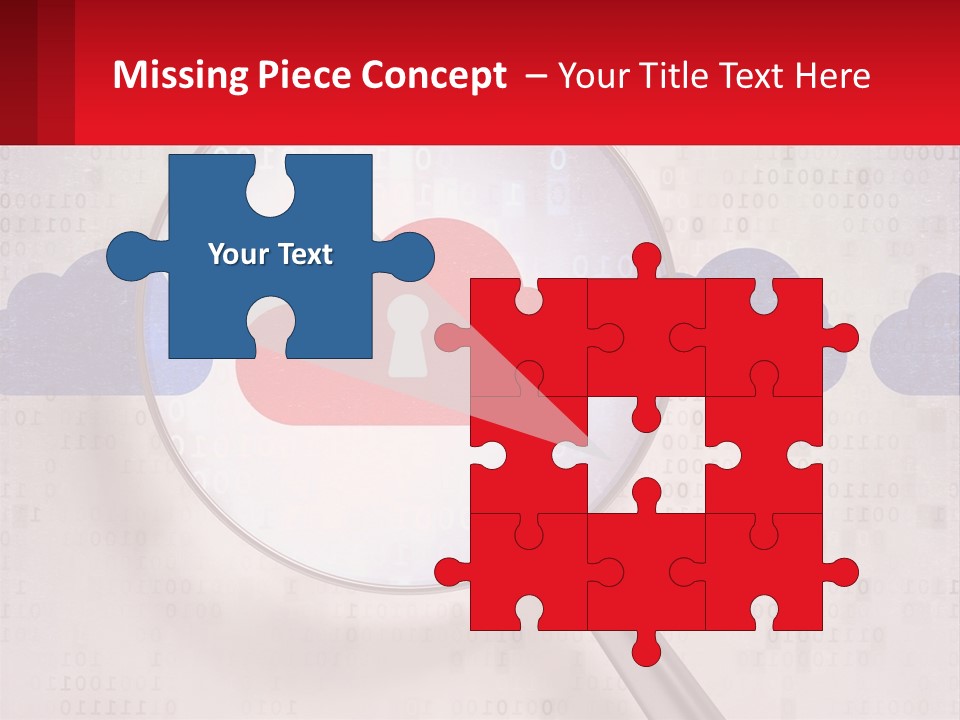A Magnifying Glass With A Red Cloud On It PowerPoint Template