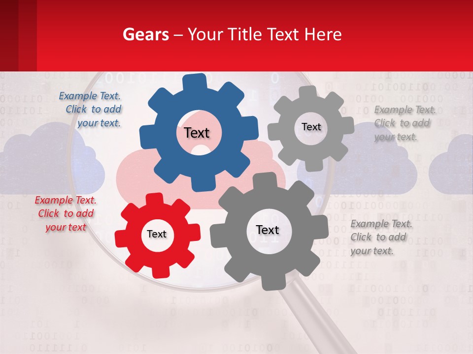 A Magnifying Glass With A Red Cloud On It PowerPoint Template