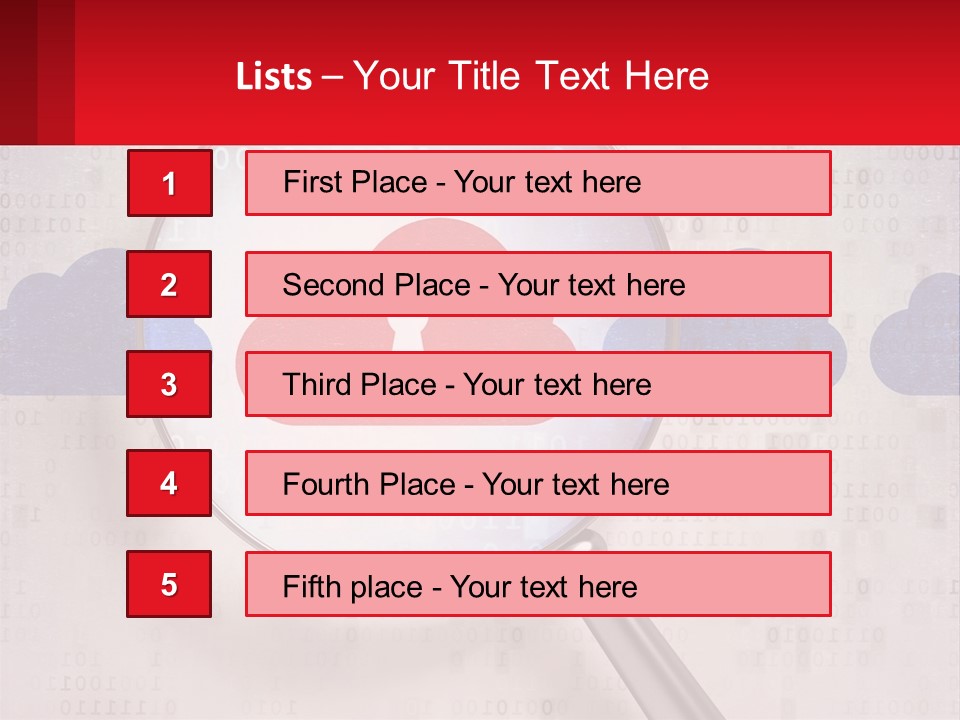 A Magnifying Glass With A Red Cloud On It PowerPoint Template