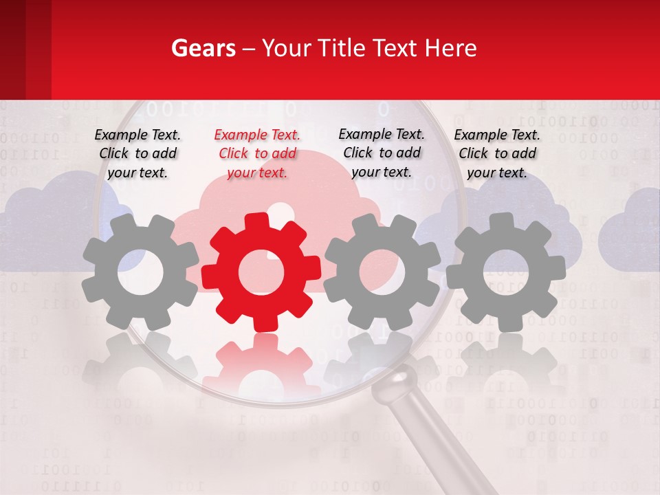 A Magnifying Glass With A Red Cloud On It PowerPoint Template
