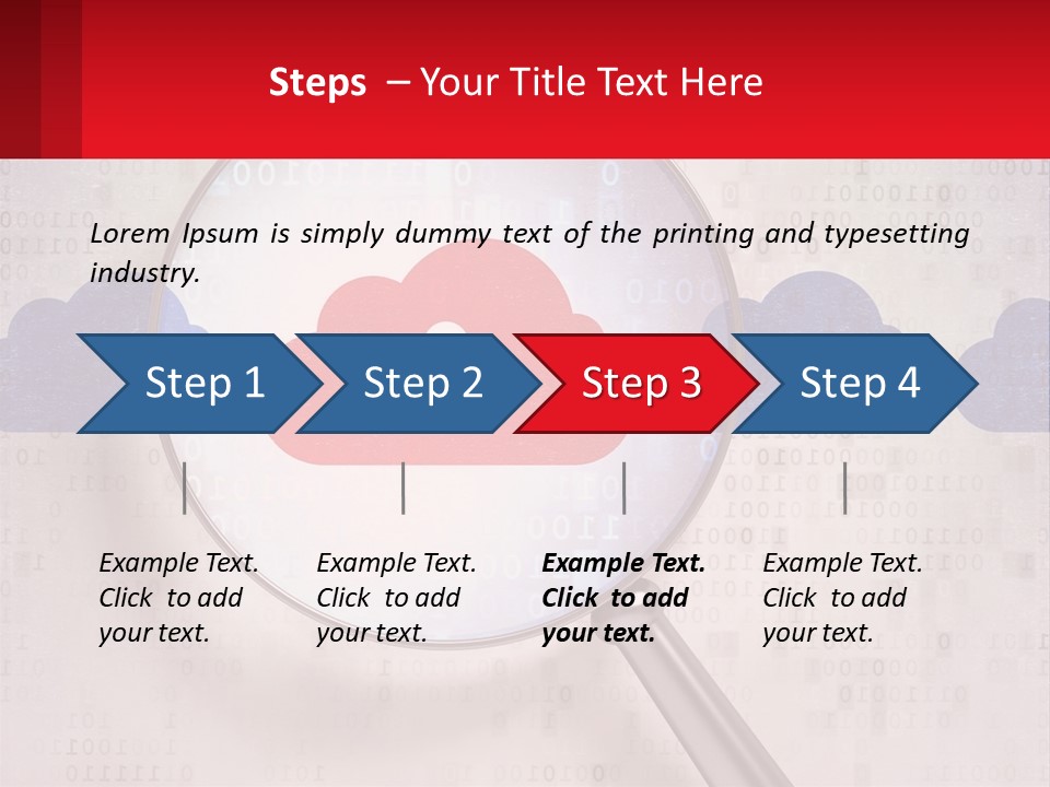 A Magnifying Glass With A Red Cloud On It PowerPoint Template
