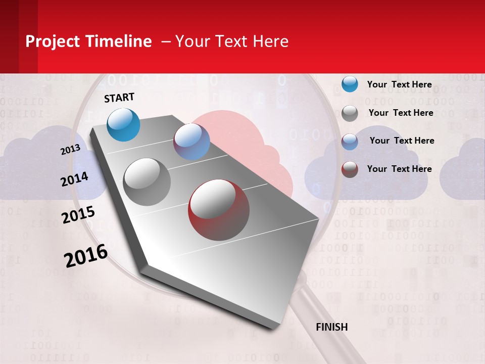 A Magnifying Glass With A Red Cloud On It PowerPoint Template