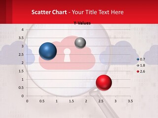 A Magnifying Glass With A Red Cloud On It PowerPoint Template