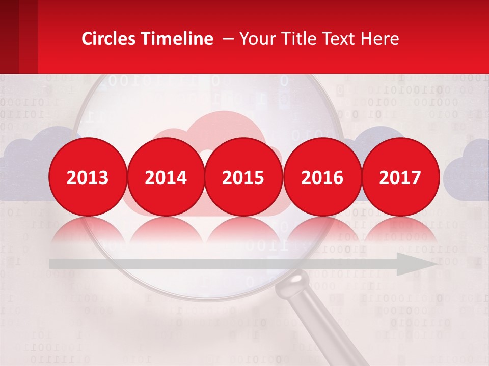 A Magnifying Glass With A Red Cloud On It PowerPoint Template
