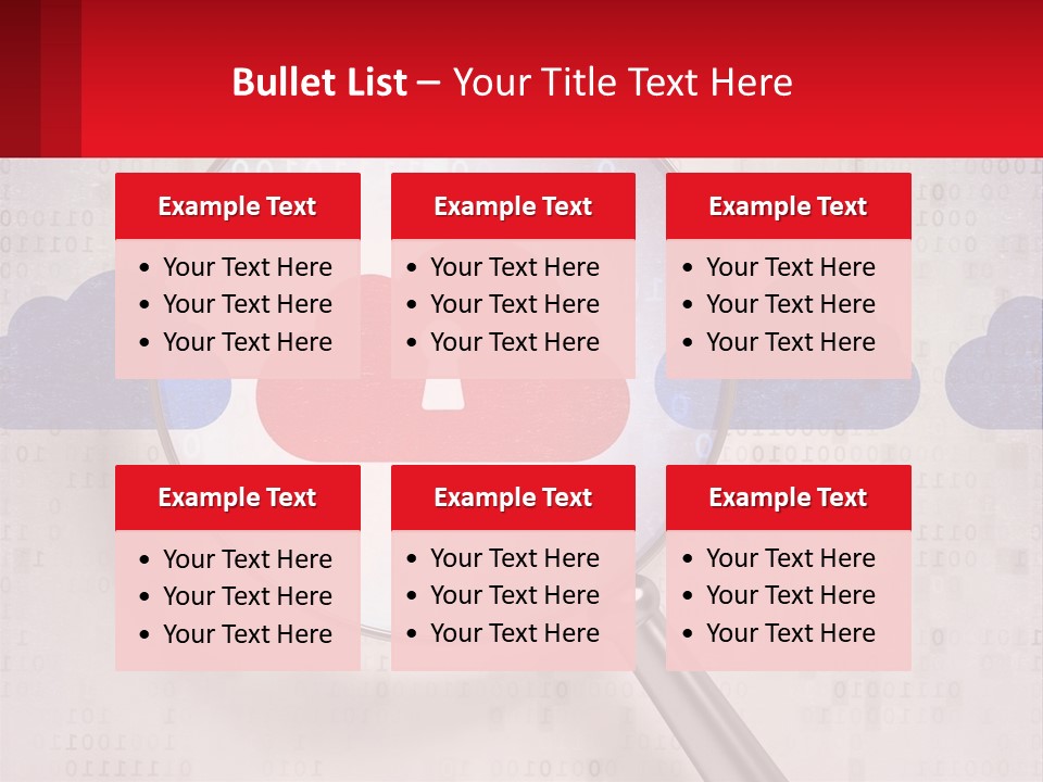 A Magnifying Glass With A Red Cloud On It PowerPoint Template