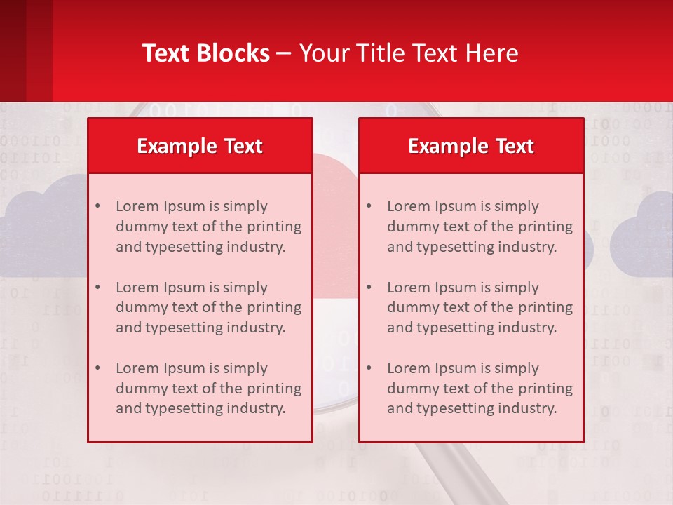 A Magnifying Glass With A Red Cloud On It PowerPoint Template