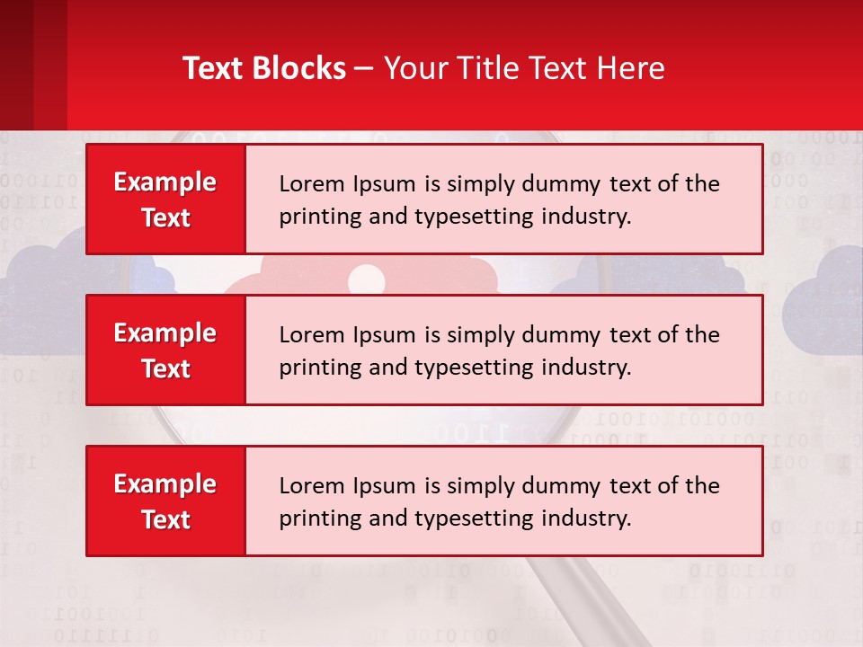 A Magnifying Glass With A Red Cloud On It PowerPoint Template