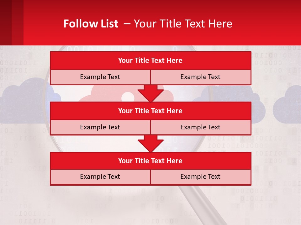 A Magnifying Glass With A Red Cloud On It PowerPoint Template