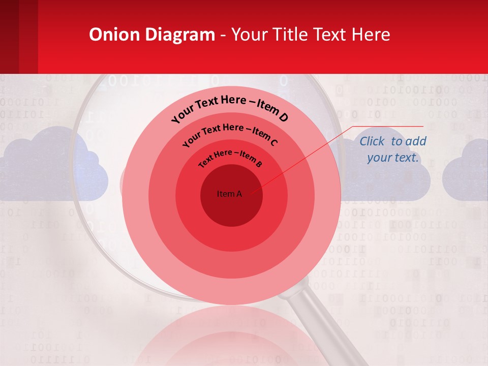 A Magnifying Glass With A Red Cloud On It PowerPoint Template