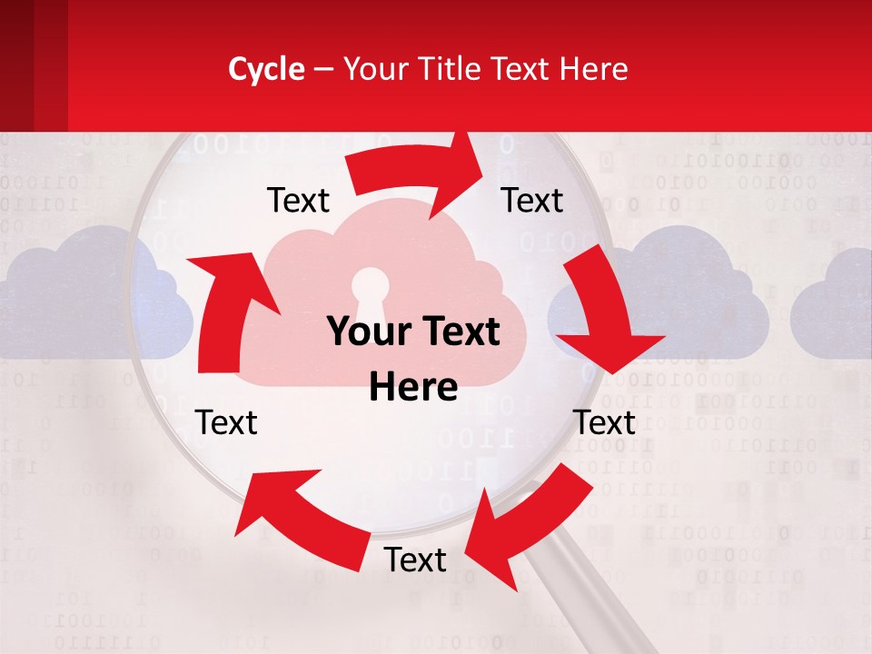 A Magnifying Glass With A Red Cloud On It PowerPoint Template