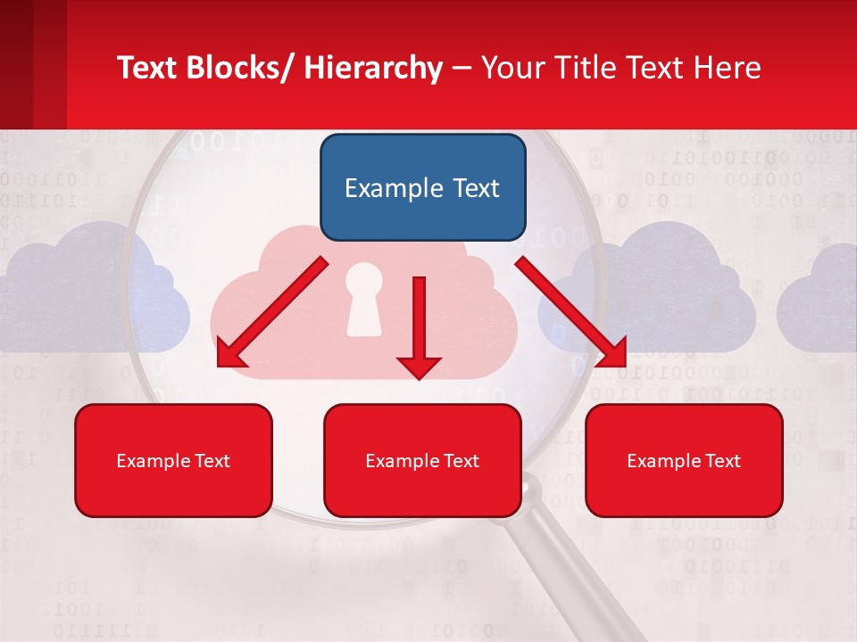 A Magnifying Glass With A Red Cloud On It PowerPoint Template