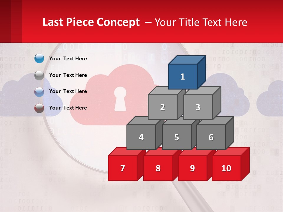 A Magnifying Glass With A Red Cloud On It PowerPoint Template