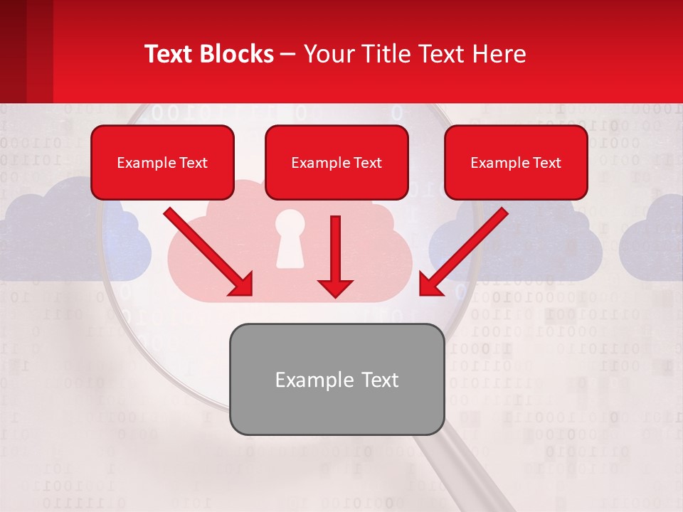 A Magnifying Glass With A Red Cloud On It PowerPoint Template