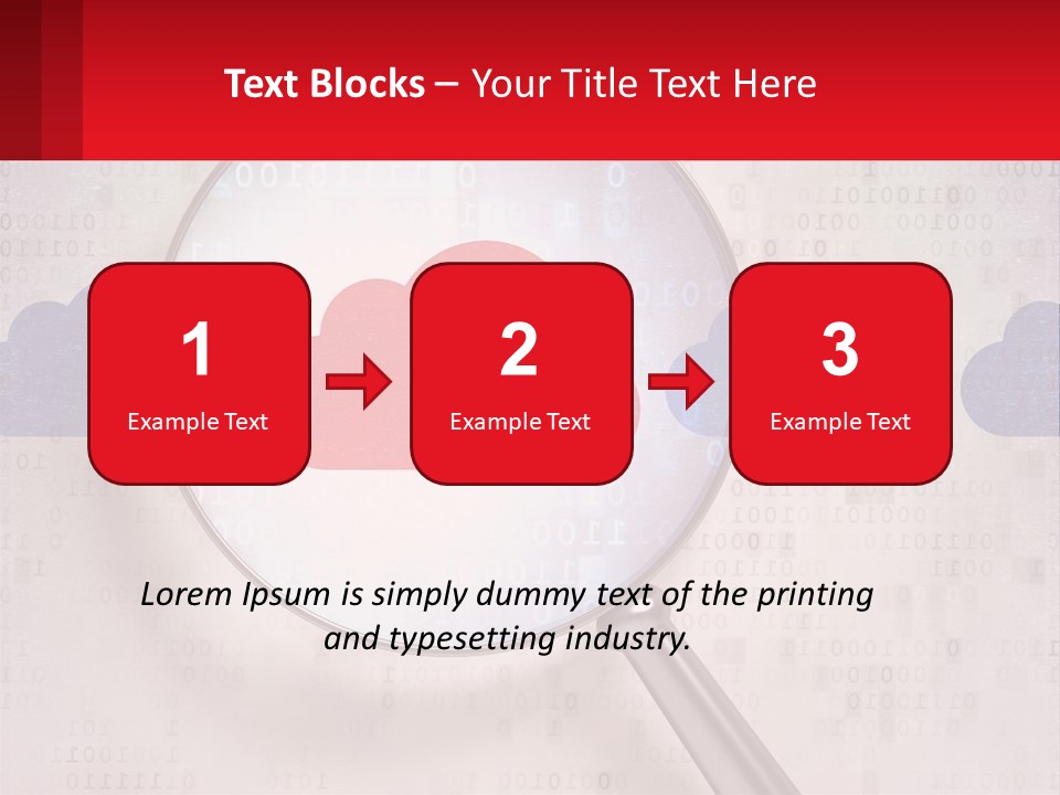 A Magnifying Glass With A Red Cloud On It PowerPoint Template