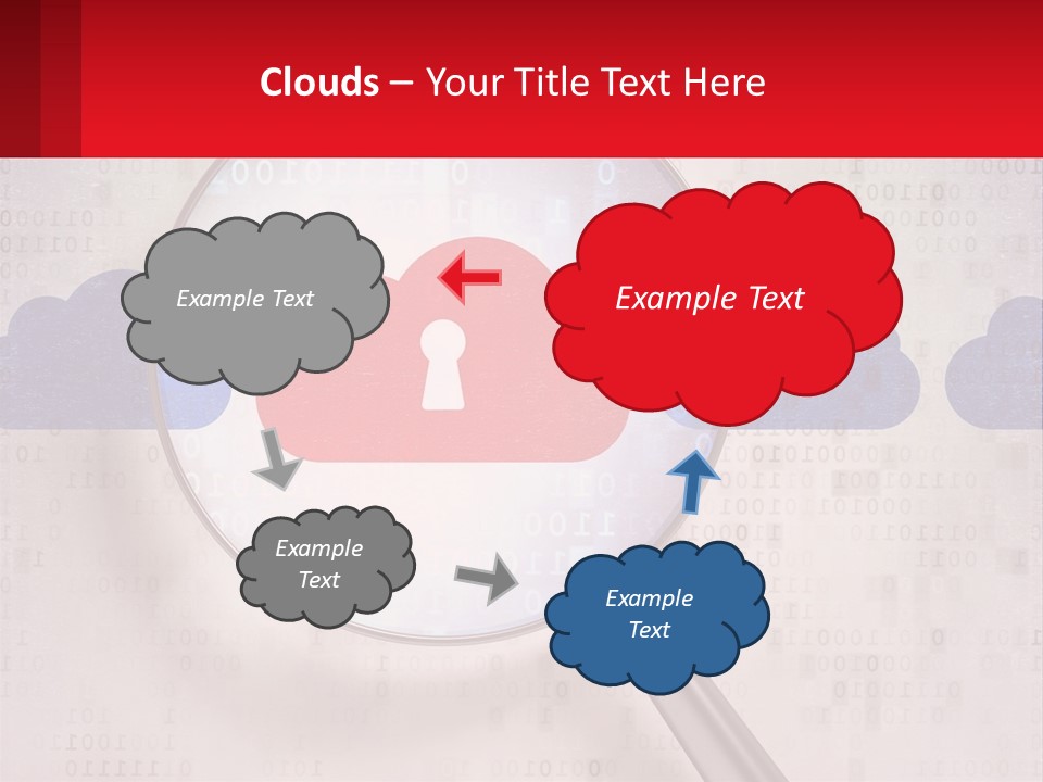 A Magnifying Glass With A Red Cloud On It PowerPoint Template