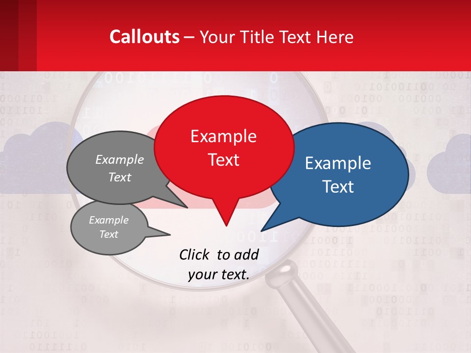 A Magnifying Glass With A Red Cloud On It PowerPoint Template