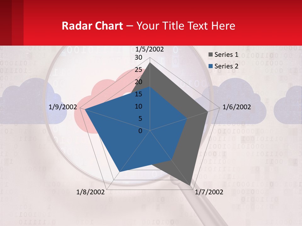 A Magnifying Glass With A Red Cloud On It PowerPoint Template