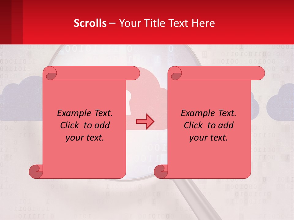 A Magnifying Glass With A Red Cloud On It PowerPoint Template