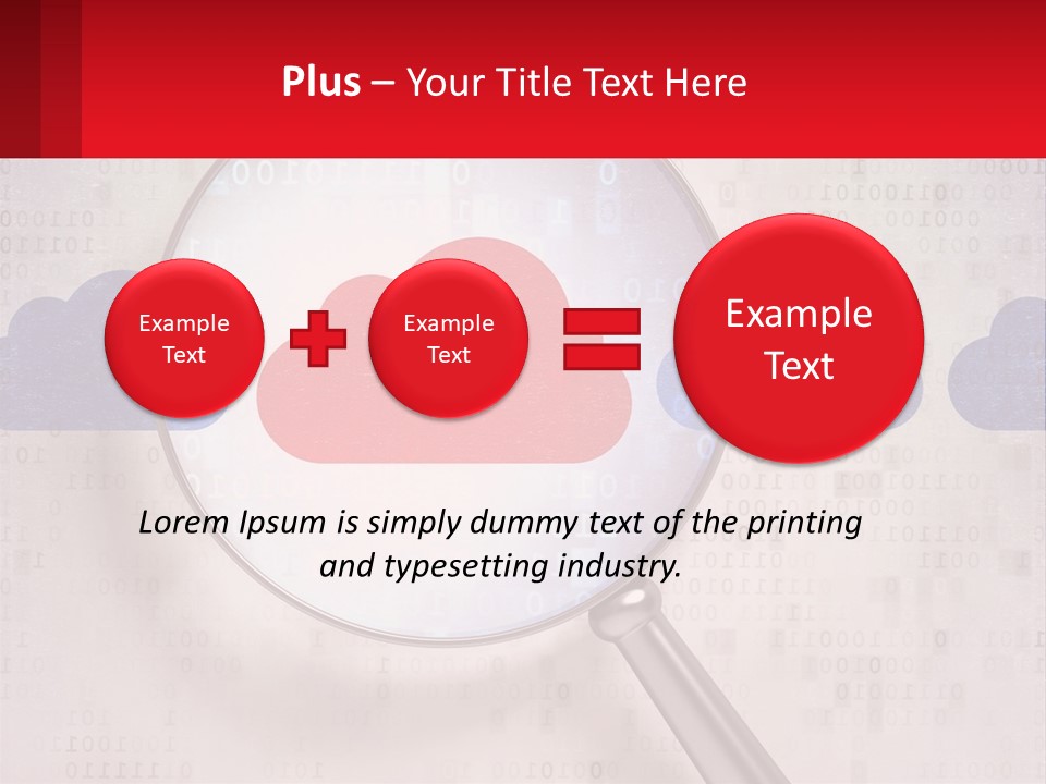 A Magnifying Glass With A Red Cloud On It PowerPoint Template